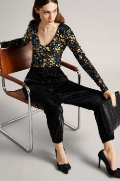 Ted Baker Black Pu Satin Relaxed Joggers -Tedbaker Sales 2024 unnamed file 5294