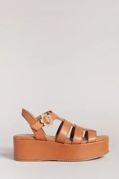 Ted Baker Ffayeta Light Brown Leather Fisherman Platform Sandals
