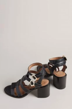 Ted Baker Tabaria Black Strappy Block Heeled Leather Sandals -Tedbaker Sales 2024 unnamed file 5375