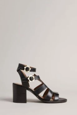 Ted Baker Tabaria Black Strappy Block Heeled Leather Sandals -Tedbaker Sales 2024 unnamed file 5378