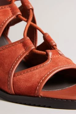 Ted Baker Lyllo Dk-Tan Brown Block Heel Ghillie Sandals -Tedbaker Sales 2024 unnamed file 5401