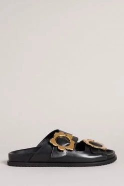 Ted Baker Flolah Black Magnolia Buckle Mule Sliders -Tedbaker Sales 2024 unnamed file 5408