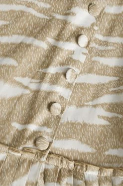 Ted Baker Brown Zebra Camel Dropped Waist Pleated Midi Skirt -Tedbaker Sales 2024 unnamed file 5730