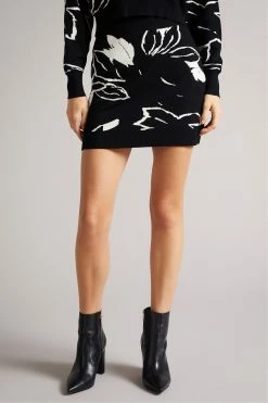 Ted Baker Rosiie Black Knitted Jacquard Skirt