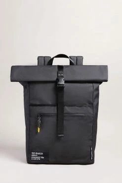Ted Baker Clime Black Rubberised Rolltop Backpack