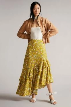 Ted Baker Dk-Orange Odissa Asymmetric Skirt With Tiered Ruffle Hem -Tedbaker Sales 2024 unnamed file 5789