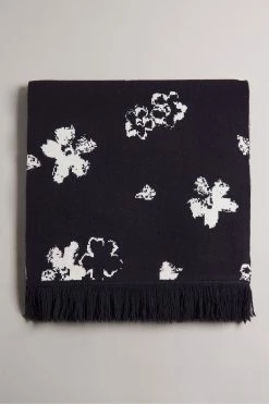 Ted Baker Xeter Navy Blue All-Over Flower Knitted Scarf