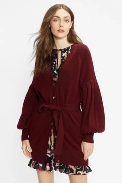 Ted Baker Purple Ttiiaa Pleat Detailed Longline Cardigan -Tedbaker Sales 2024 unnamed file 5956