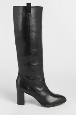 Ted Baker Black Allisan Leather Block Heel Knee Length Boots