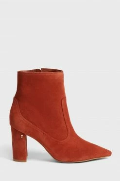 Ted Baker Womens Tan Brown Nyshaa Suede Block Heel Ankle Boots