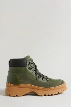 Ted Baker Unisex Westonn Khaki Green Chunky Hiker Boots
