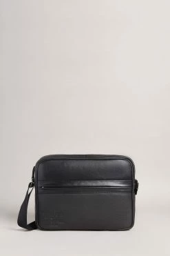 Ted Baker Kianul Black Branded Leather Messenger Bag
