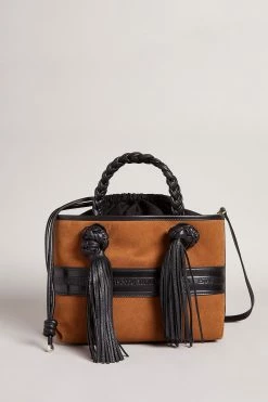 Ted Baker Saffya Brown Branded Tassel Detail Mini Tote