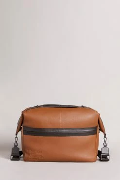 Ted Baker Kaisel Tan Brown Branded Leather Holdall Bag
