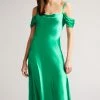 Ted Baker Esta Mid-Green Cold Shoulder Cowl Front Midi Slip Dress -Tedbaker Sales 2024 unnamed file 737