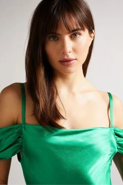Ted Baker Esta Mid-Green Cold Shoulder Cowl Front Midi Slip Dress -Tedbaker Sales 2024 unnamed file 740