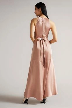 Ted Baker Mmilly Dusky Pink High Low Halter Dress -Tedbaker Sales 2024 unnamed file 748