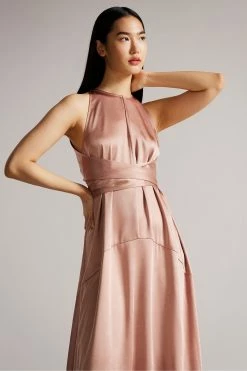 Ted Baker Mmilly Dusky Pink High Low Halter Dress -Tedbaker Sales 2024 unnamed file 749