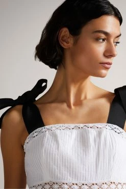 Ted Baker White Promis Midi Dress With Grosgrain Straps -Tedbaker Sales 2024 unnamed file 773
