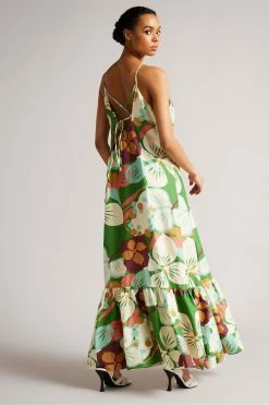 Ted Baker Green Dulina Strappy Linen Maxi Dress With Pleat Detail -Tedbaker Sales 2024 unnamed file 804