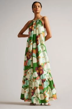 Ted Baker Green Dulina Strappy Linen Maxi Dress With Pleat Detail -Tedbaker Sales 2024 unnamed file 806