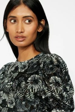 Ted Baker Black Alicah Devore Mesh Sleeve Detail Dress -Tedbaker Sales 2024 unnamed file 852