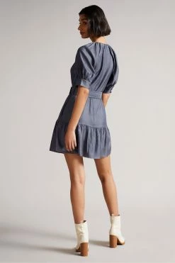 Ted Baker Damiale Dk-Blue Self Belt Detail Mini Dress -Tedbaker Sales 2024 unnamed file 855