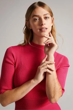 Ted Baker Red Viviiyy Deep-Pink Engineered Skater Dress -Tedbaker Sales 2024 unnamed file 863