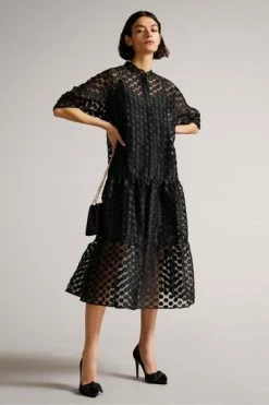 Ted Baker Oversized Nelanie Black Shirt Dress With Puff Sleeve -Tedbaker Sales 2024 unnamed file 882