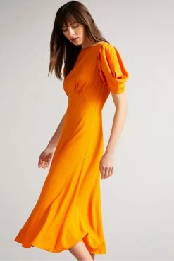 Ted Baker Tulipi Orange Panelled Midi Tea Dress -Tedbaker Sales 2024 unnamed file 885