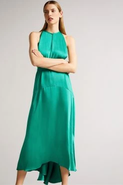 Ted Baker Green Mmilly Mid High Low Halter Dress With Integral Tie -Tedbaker Sales 2024 unnamed file 892