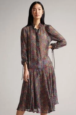 Ted Baker Black Bevlia Dropped Waist Midi Dress -Tedbaker Sales 2024 unnamed file 930