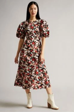Ted Baker Pink Printed Floral Seersucker Midi Dress -Tedbaker Sales 2024 unnamed file 948