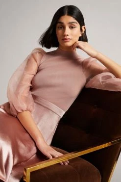 Ted Baker Dusky Pink Lharra Knit Satin And Organza Midi Dress -Tedbaker Sales 2024 unnamed file 957